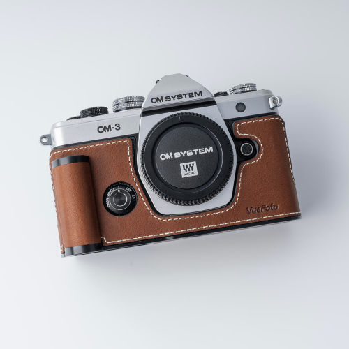 VUEFOTO适用于OM SYSTEM OM-3真皮保护套奥林巴斯手柄相机包