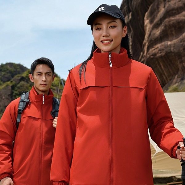 加绒冲锋衣定logo纯色工作服印字订立领外套制做刺绣校服工装jsx3