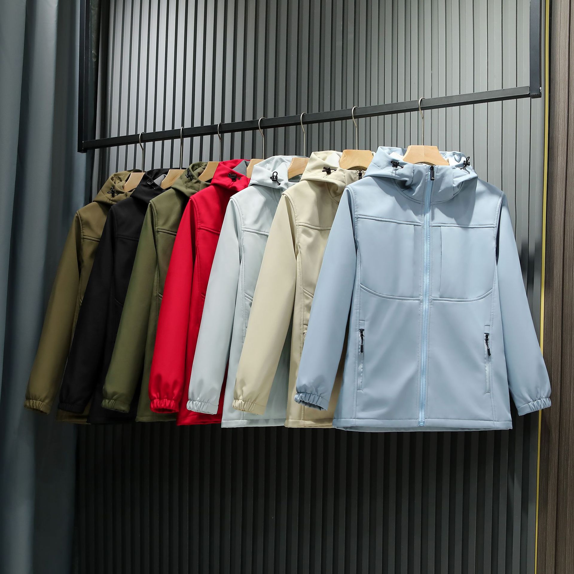 鸟款大牌平替新款欧美软壳连帽户外套情侣摇粒绒拉链工作服印字