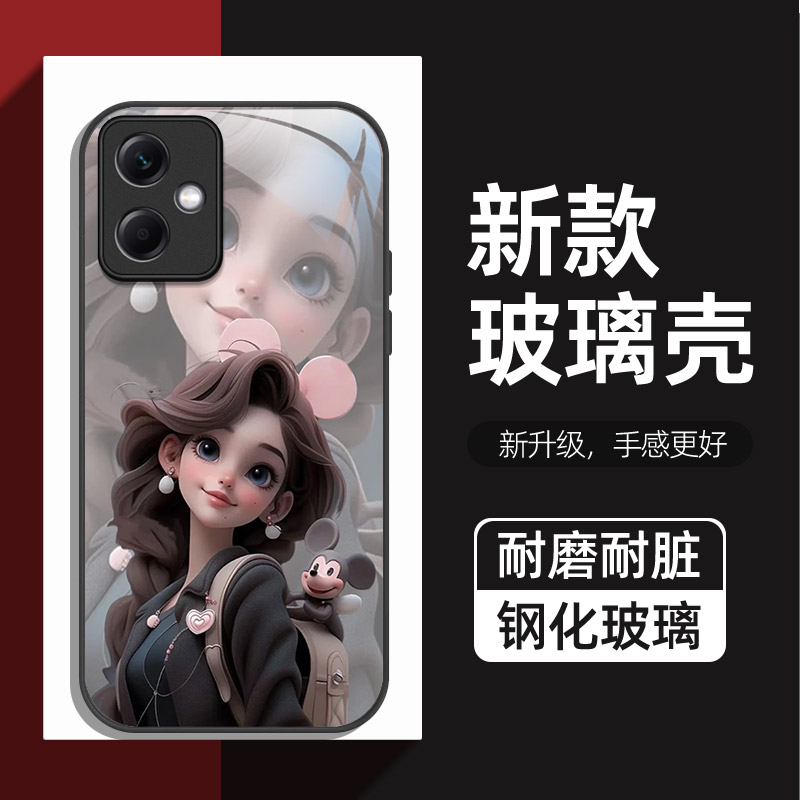 可爱创意女孩全包防摔钢化玻璃壳