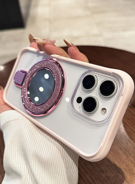 液态硅胶边框壳夏天适用iPhone16ProMax/16Pro/15/14/13手机壳闪粉镜面支架保护套镜子化妆神器女神款高级感