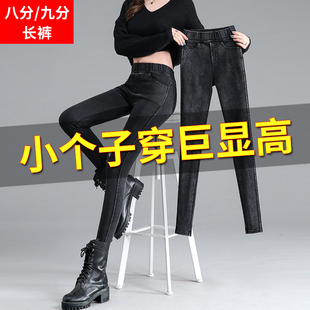 仿牛仔裤女春季新款小脚150小个子八分牛子打底裤紧身裤九分薄款