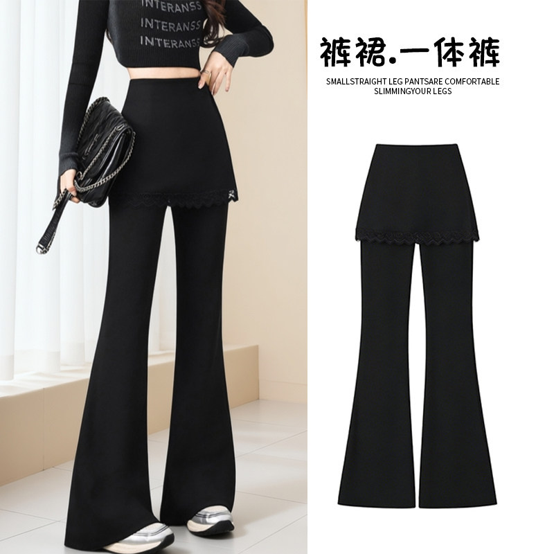 黑色喇叭裤女春季设计感遮臀屁帘