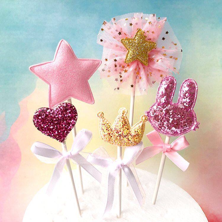 蛋糕装饰插旗五件套爱心星星皇冠兔耳朵桃心蛋糕配件甜品台插件,节庆用品/礼品,节日装扮用品,淘宝优惠券,粉丝福利购,淘宝优惠卷