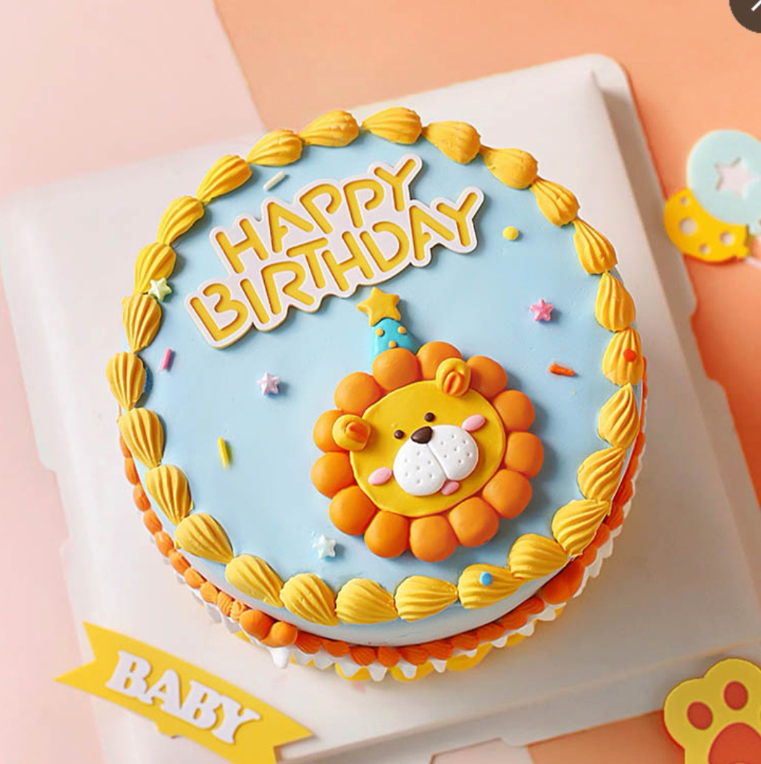 狮子座蛋糕装饰黄色软陶礼帽小狮子插件森林动物狮子儿童蛋糕插牌