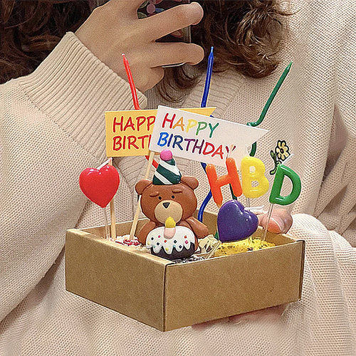 HBD蜡烛生日蛋糕装饰摆件插件
