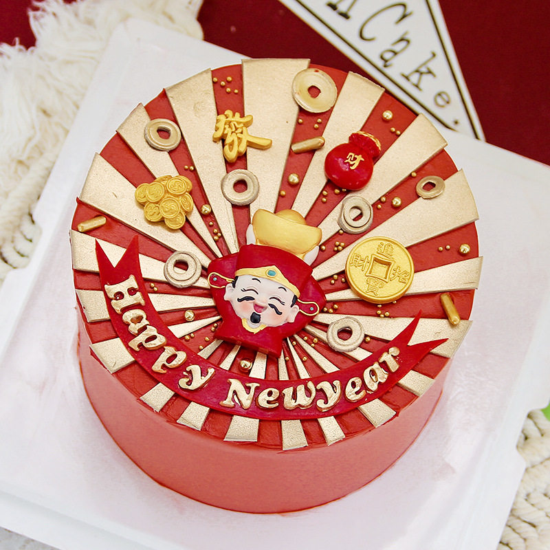 财源滚滚发财暴富树脂举金元宝财神爷烘焙生日蛋糕装饰插件摆件