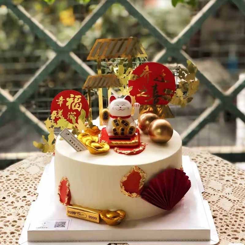 塑料摇手乔迁之喜幸福风新年摆件