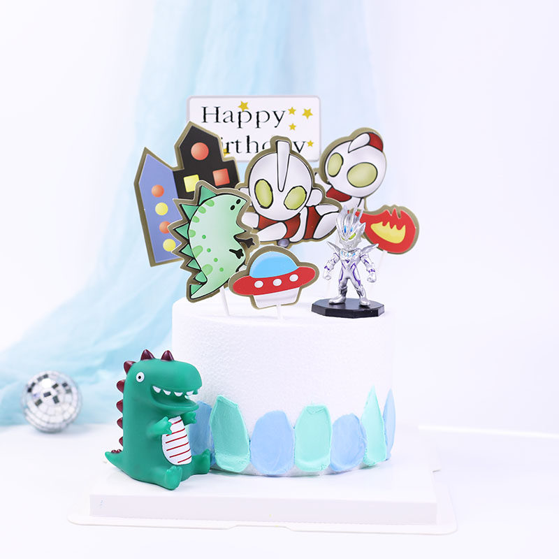 打小怪兽烘焙蛋糕装饰摆件捏捏叫恐龙可爱卡通生日蛋糕装扮