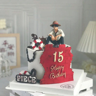 网红创意海贼大王动漫路飞蛋糕装饰摆件男孩海洋船桨系列烘焙模具