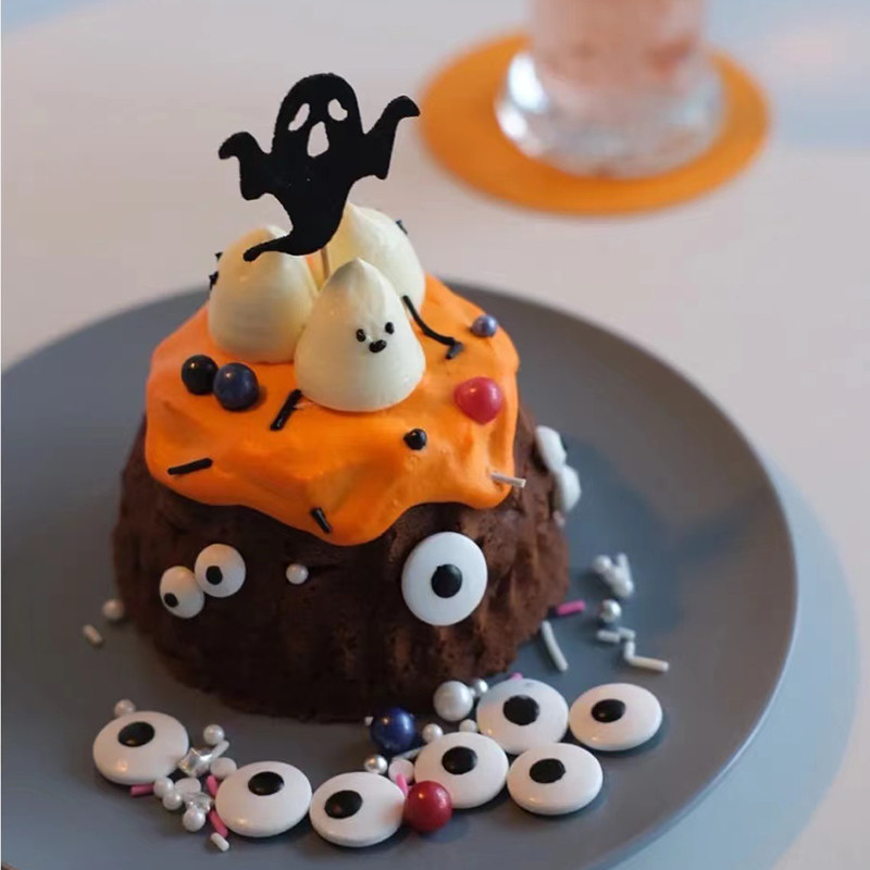 网红ins万圣节生日蛋糕装饰摆件插牌 小眼睛黑色小鬼蛋糕装饰插件