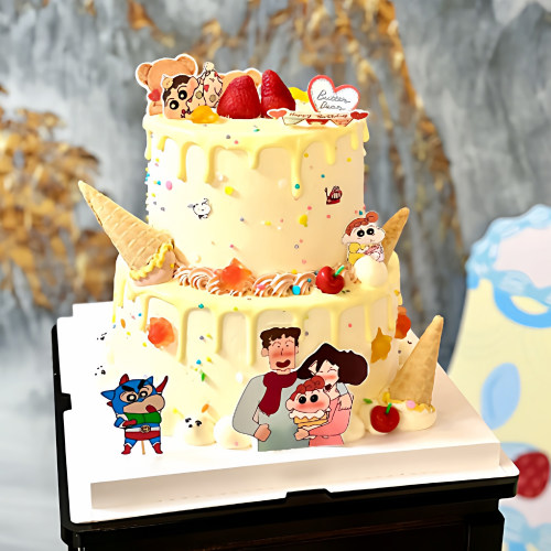 蜡笔一家人生日蛋糕装饰插件