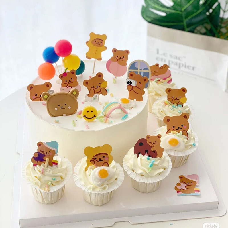 网红ins卡通可爱小熊烘焙蛋糕装饰摆件儿童生日纸杯甜品台插件,节庆用品/礼品,节日装扮用品,淘宝优惠券,粉丝福利购,淘宝优惠卷