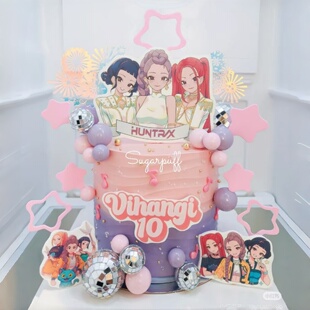 猎魔女团生日蛋糕装饰插件KPOP女孩子公主生日派对烘焙装饰品插牌