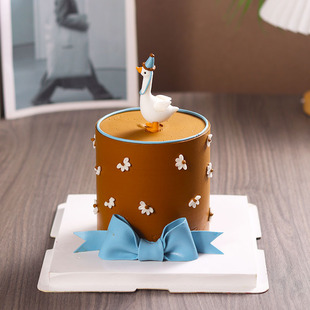 卡通立体小白鹅蛋糕装饰摆件男孩女孩生日甜品台烘焙装扮插件插牌