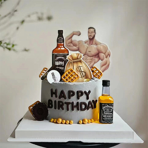 健身男插件生日蛋糕装饰摆件插件