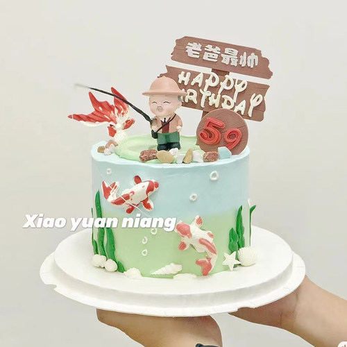 树脂旅行老爷爷奶奶蛋糕装饰摆件