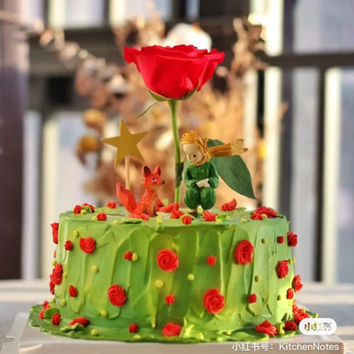 树脂玫瑰小王子蛋糕装饰摆件
