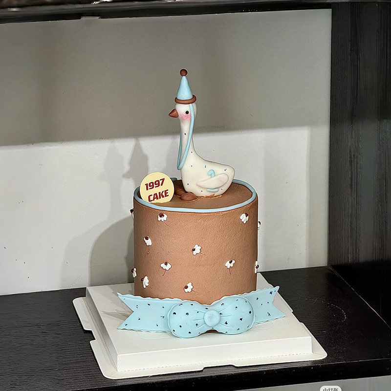 一只鹅生日蛋糕摆件男女宝宝派对