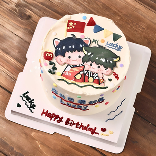 饰卡片手绘孙颖莎偶像应援烘焙装 网红莎头组合生日蛋糕装 饰配件
