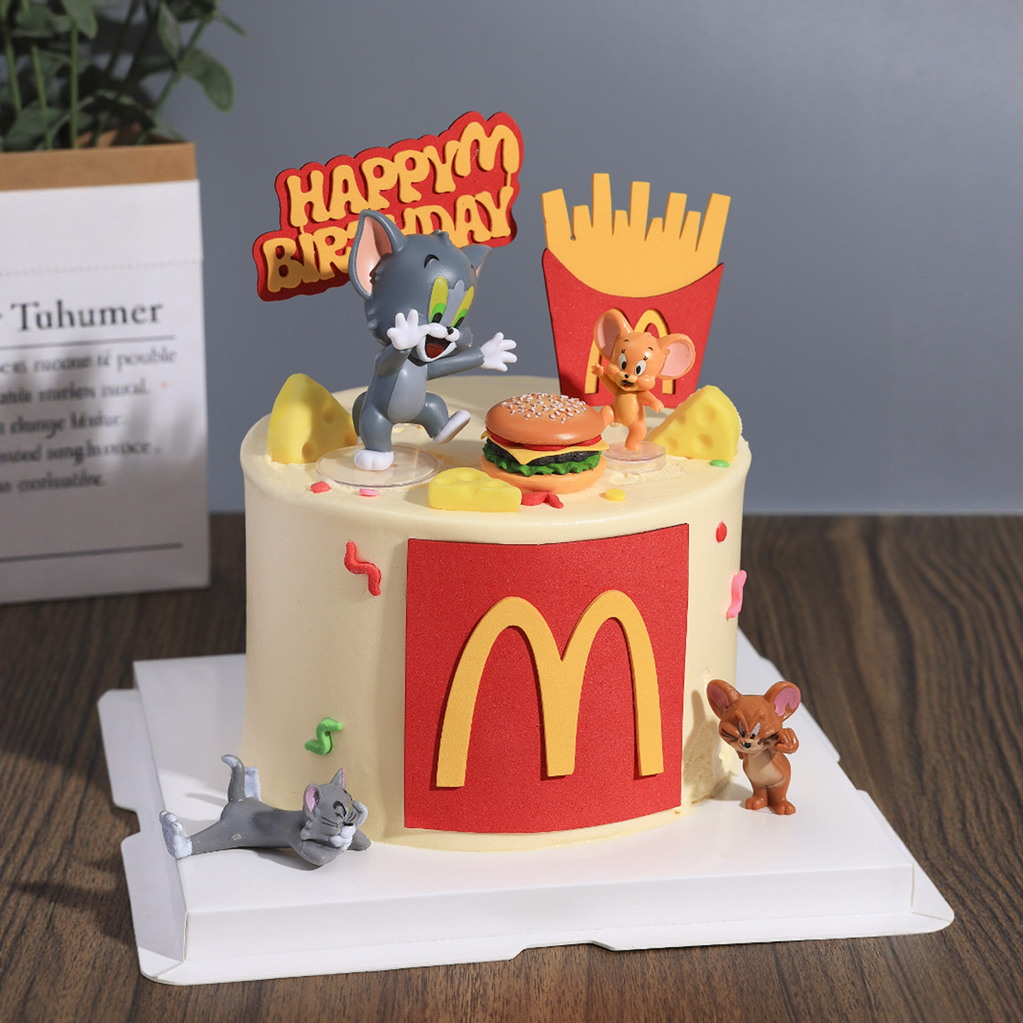 猫和老鼠麦当劳生日蛋糕装饰
