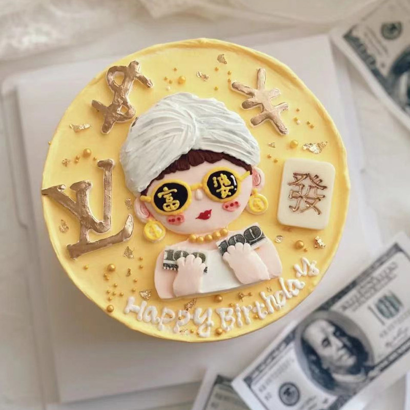 母亲节小红书网红创意软胶富婆蛋糕装饰摆件钱币硅胶模具烘焙插件