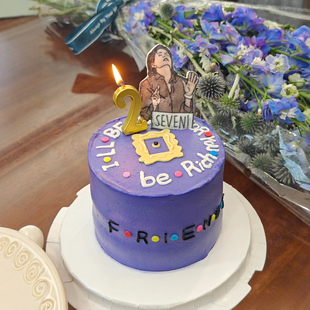 莫妮卡seven27岁生日蛋糕装饰插件数字2蜡烛插件老友记烘焙装饰