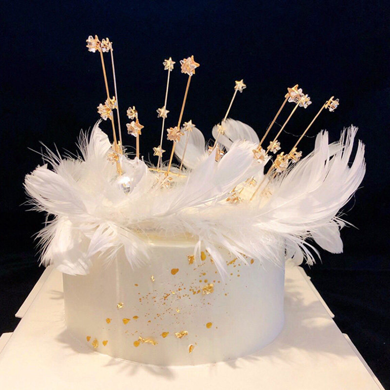 ins网红满天星生日蛋糕珍珠皇冠摆件网红女神水晶星星钻石皇冠