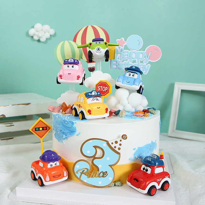 儿童节卡通小汽车蛋糕装饰摆件