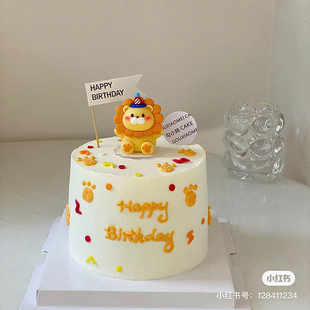 狮子座烘焙蛋糕装饰摆件软胶星座帽子小狮子宝宝儿童甜品装扮插件