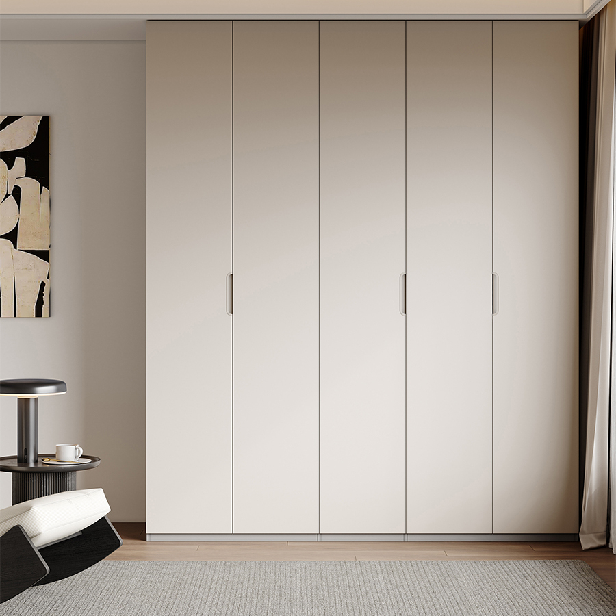 掌上明珠家具25年新款雾灰色现代简约板式衣柜三门四门五门衣柜