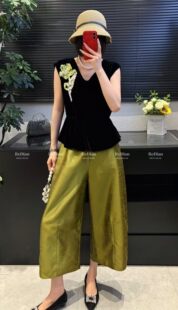 高端2026夏季女黑色真丝桑蚕丝无袖上衣宽松显瘦气质百搭休闲上衣