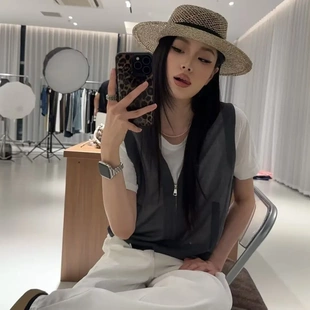 2026夏季新款女装假两件套时尚气质百搭修身显瘦女神洋气T恤针织