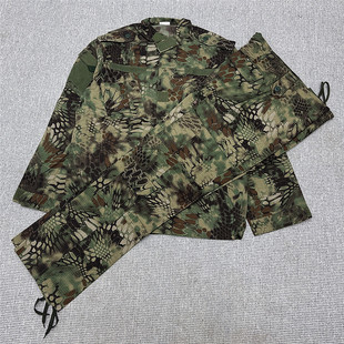 欧美单春秋户外多口袋耐磨格子布战术作训服宽松机能套装上衣裤子