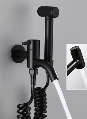 黑色带喷枪家用阳台拖把池单冷水龙头清洗 冲马桶龙头一进二出