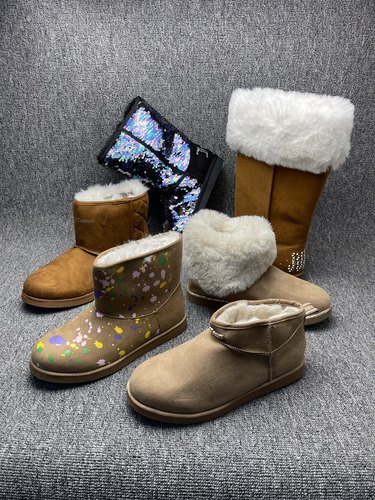 外贸大码女士靓钻珍珠雪地靴