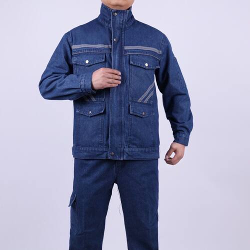 加厚牛仔电焊工作服套装男纯棉薄款防烫耐磨多口袋焊工厚款劳保服