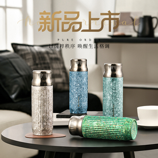 [官方正品]飞剑钛杯双层纯钛水杯茶水分离焖茶杯高端礼品保温杯