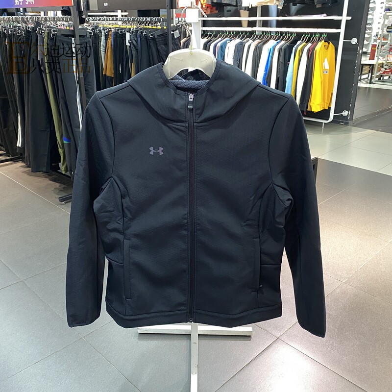 安德玛UA女士新款运动加绒保暖防风休闲连帽夹克外套22600402-001