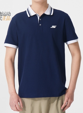 Skechers/斯凯奇男新款运动休闲透气翻领短袖POLO衫P224M116-05CT