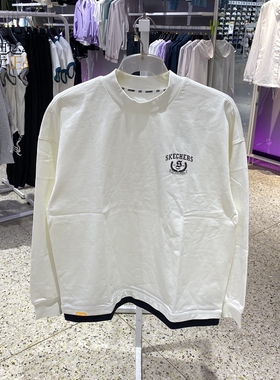 Skechers/斯凯奇男女情侣新款简约LOGO运动休闲套头卫衣L324U111