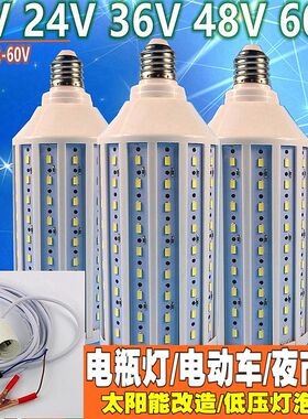直流低压12Vled玉米灯泡太阳能灯交流ACDC24V36V48V60V夜市电瓶灯
