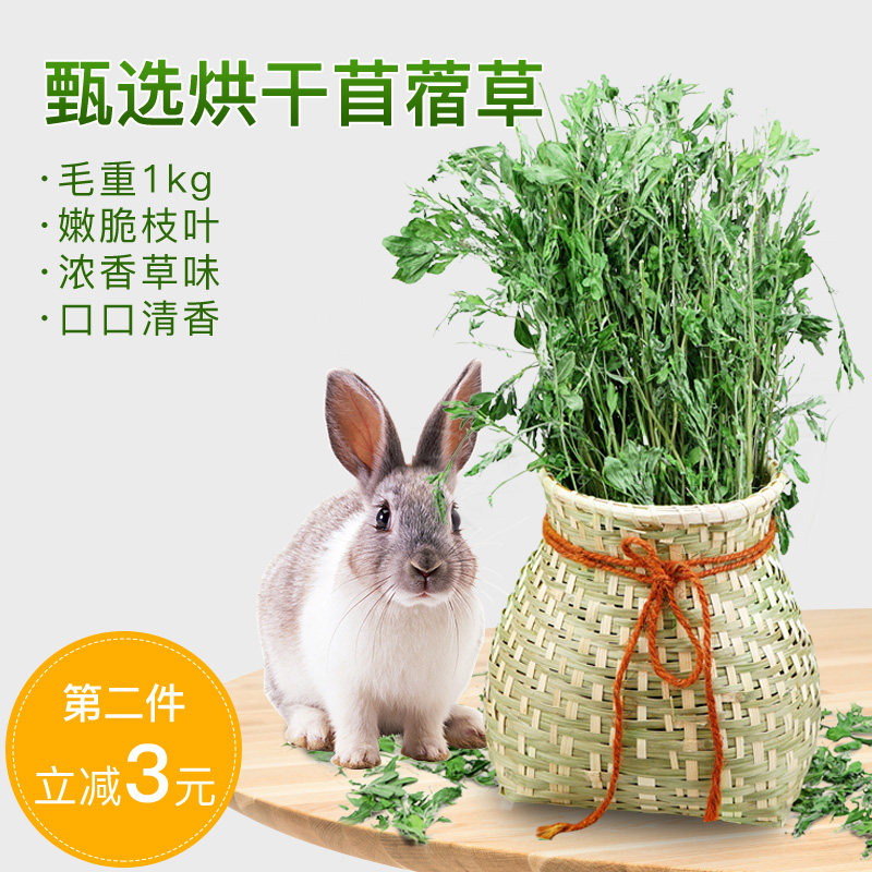 买2减3 26年精选烘干苜蓿草兔粮龙猫饲料豚鼠牧草干草毛重约1kg