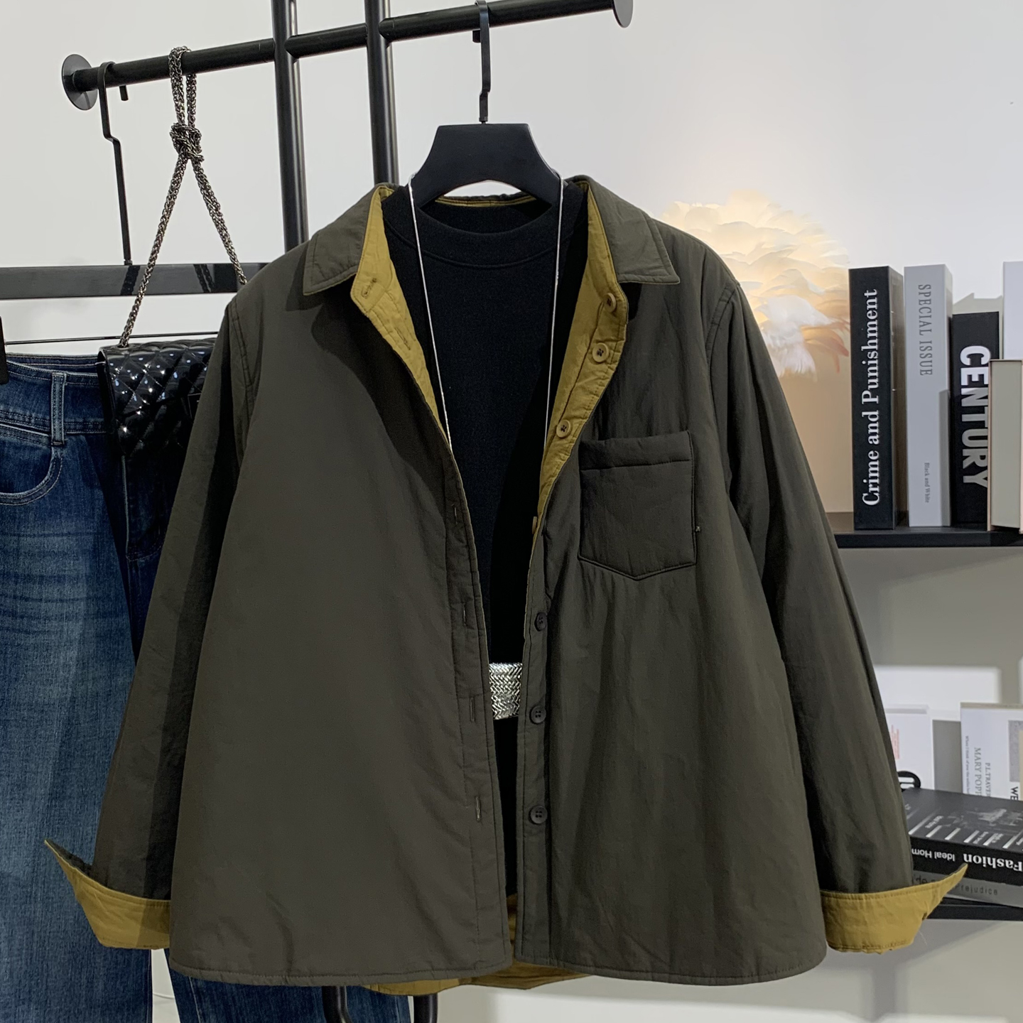 2025秋冬新款衬衫式棉服外套女