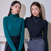 百搭显瘦打底衫 韵殿新款 氨基酸面膜衣女秋冬半高领长袖 黑色上衣