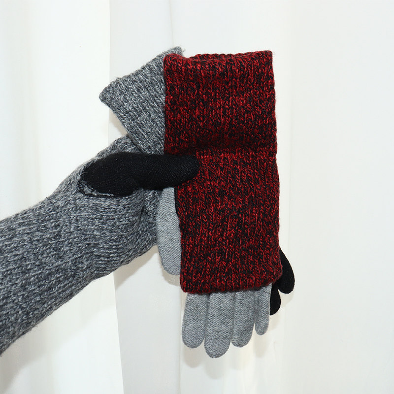 冬季韩版男女士情侣款女生分指保暖羊绒羊毛线触摸屏手套可爱加厚
