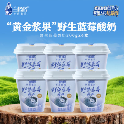 兰格格酸奶草原野生蓝莓300g杯装内蒙古草原酸奶无蔗糖风味发酵乳