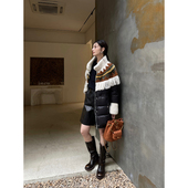 弓ECHO 民族风绵羊皮毛云肩流苏鸭绒立领羽绒服真皮毛中长外套