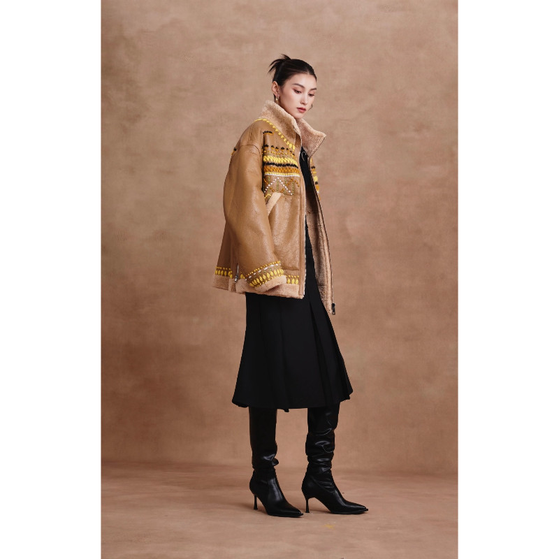 【弓ECHO】重工彩色山羊绒绣花秋冬原创设计师款进口羊皮毛外套,女装/女士精品,皮草,淘宝优惠券,粉丝福利购,淘宝优惠卷