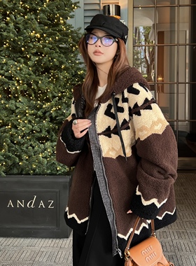 【弓ECHO】原创男女同款冬季小美真皮毛白鹅绒宽松休闲连帽外套